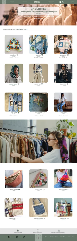 Page vêtements et accessoires
